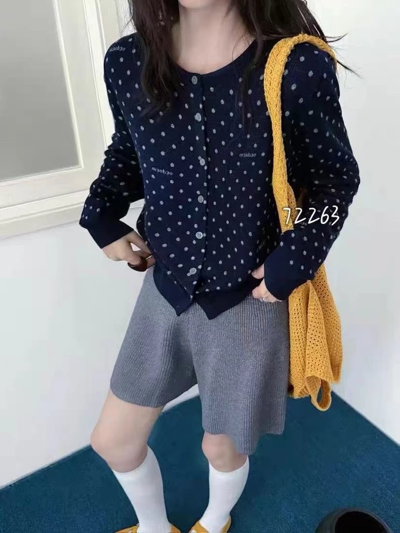 麦8650-3462点点针织衫开衫洋气显瘦宽松
