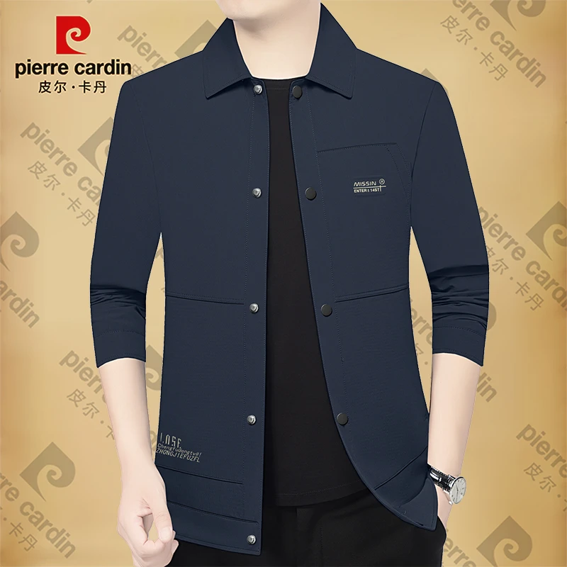 皮尔卡丹春秋季男士新款高档商务休闲翻领夹克薄款修身时尚男装潮
