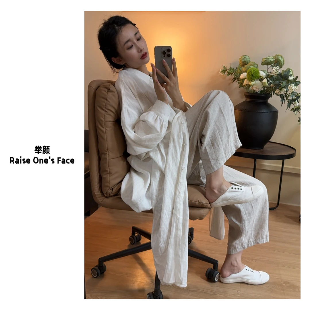 HUI - 【莉莉安】6331 “100% 纯亚麻” 赞不绝口超宽慵懒衬衫