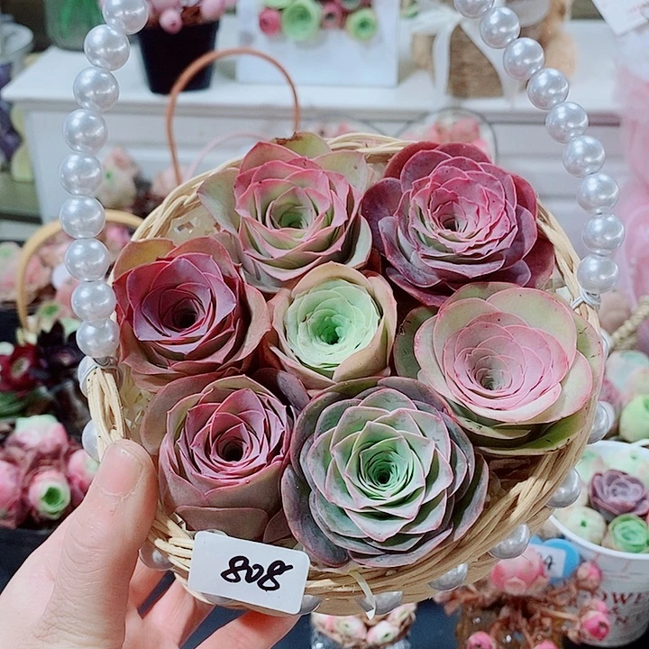 808洛霞花朵脸珍珠花篮组合套装。  一物一拍