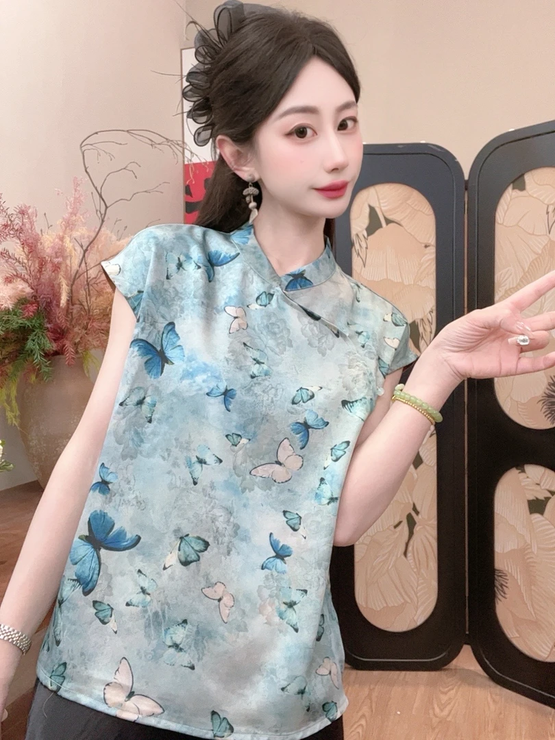 【清蝶】2025夏季新款气质百搭显瘦新中式短袖女日常时尚