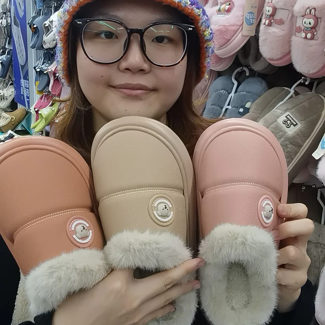 毛绒防水防滑不臭脚棉拖鞋男女同款