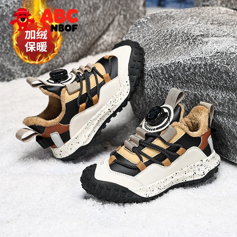 ABC NBOF童鞋男童运动鞋2025冬加绒保暖儿童二棉鞋男孩轻便跑步鞋