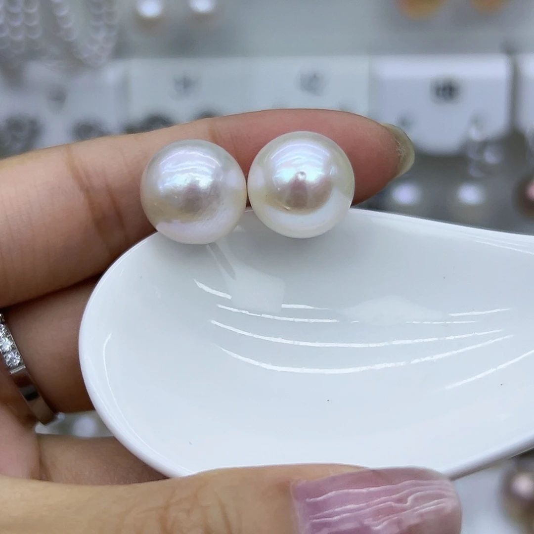 银S925镶嵌耳钉淡水珍珠