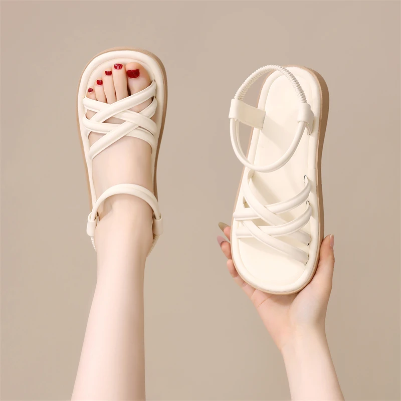 平底简约罗马凉鞋女2025夏季新款轻便防滑软底不累脚孕妇沙滩凉鞋