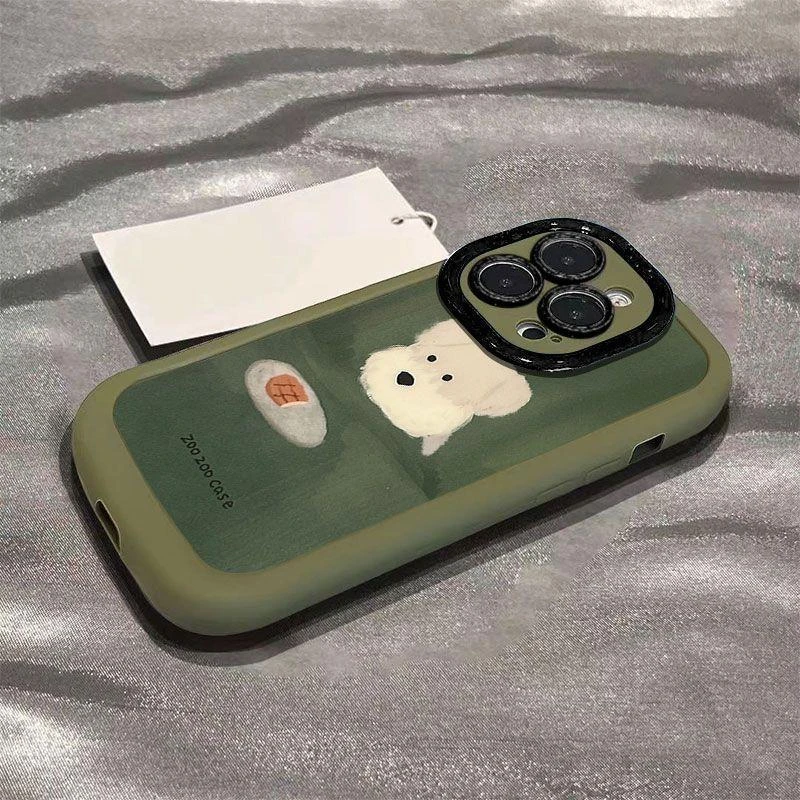 油画小狗新款实色泡芙手机壳适用苹果16pro华为荣耀vivo小米oppo