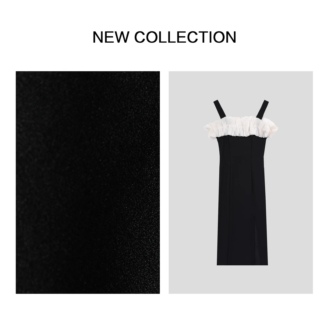 【小橱专享】L1F27006 简约优雅荷叶边装饰连衣裙-7006