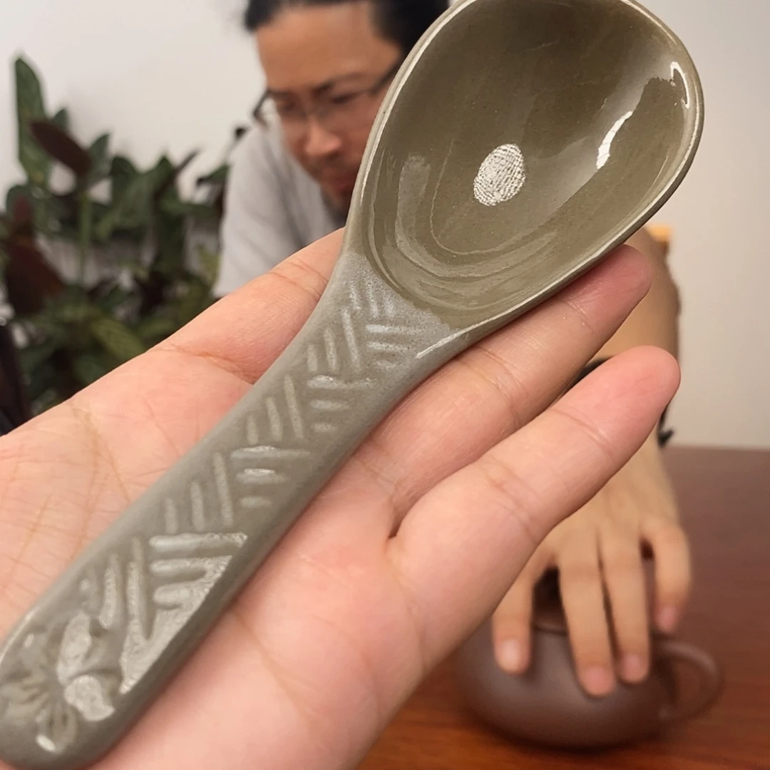 無***东茶壶紫泥紫砂釉面复古汤勺