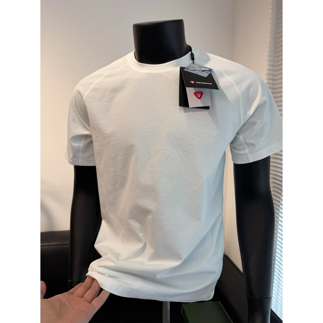 白色冰皮速干短袖男夏季薄款网眼透气运动t恤城市户外徒步体恤衫