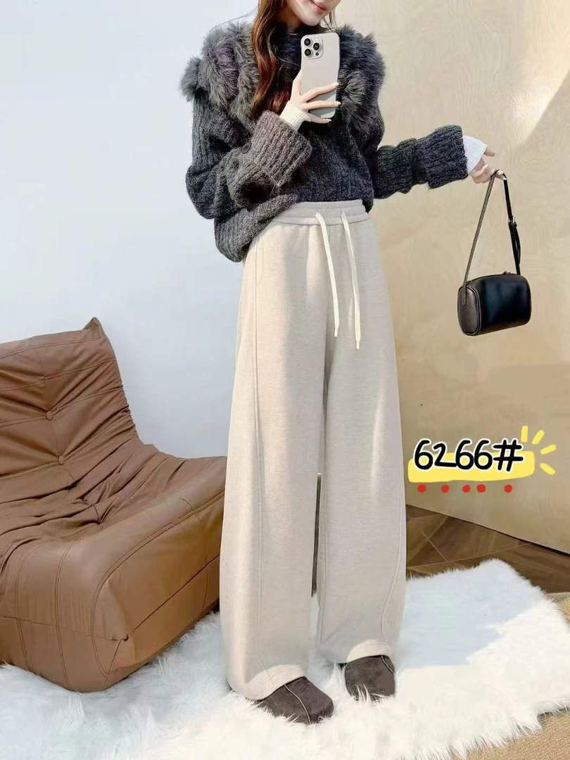 芭莎家6266时尚洋气加绒阔腿裤