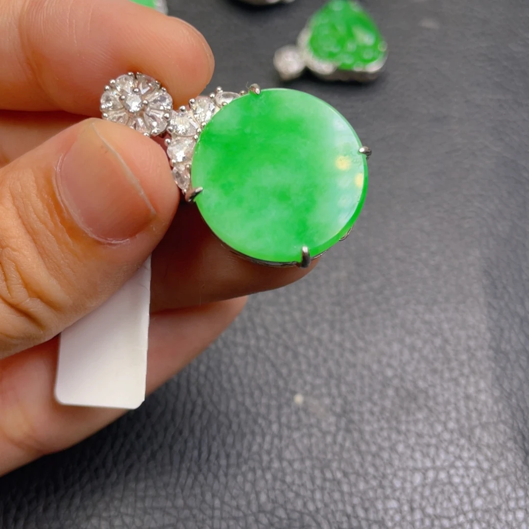 翡翠银S925镶嵌吊坠(不含链)