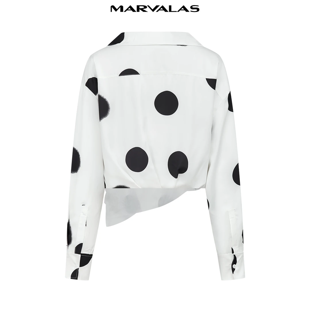 【九月专属】曼德诗复古波点印花雪纺衫2024夏季新款时尚百搭小衫