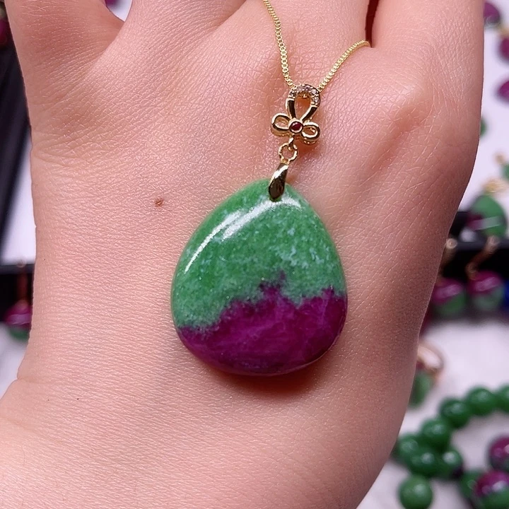 红宝石吊坠银S925镶嵌