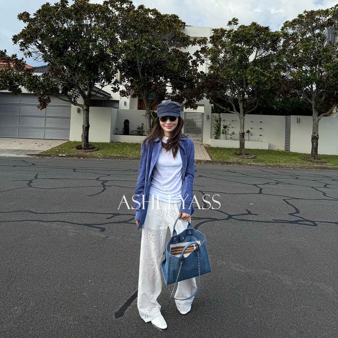 【ASHLEYASS】“长滩岛”镂空绣花精致艺术花纹弹性裤子LSS250045S