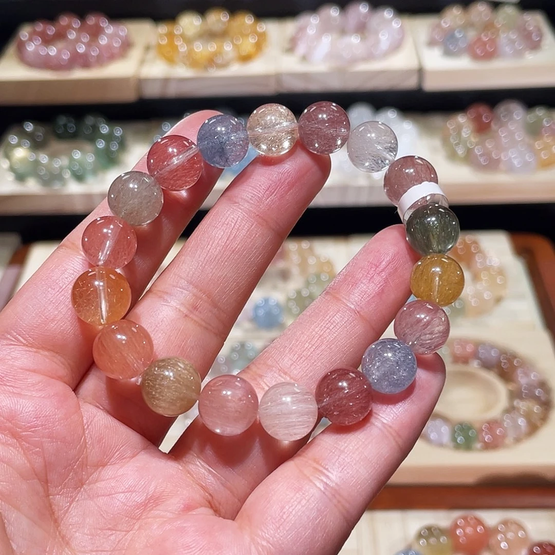 未镶嵌手链水晶兔毛手链，晶体通透