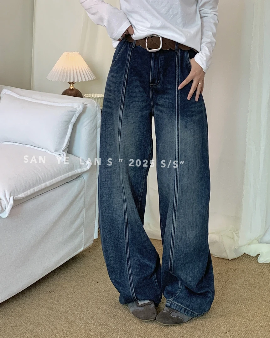 SYL2025冬季新款休闲百搭小弯刀直筒牛仔裤8505-8507