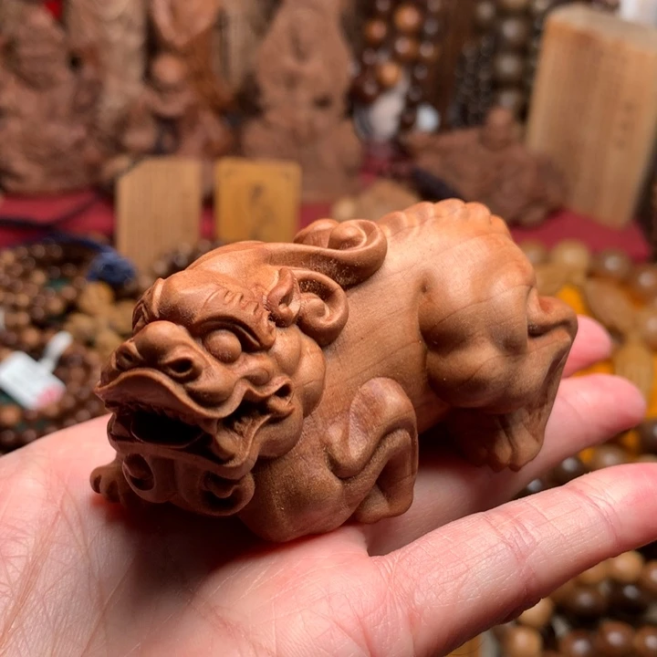 把件檀香木老山檀貔貅奶香