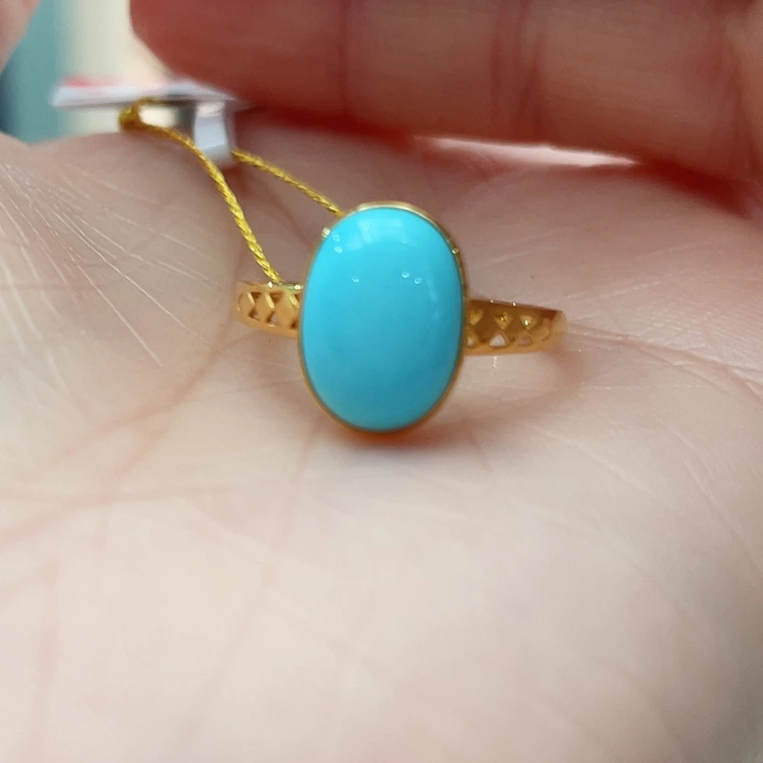 绿松石戒指18K金镶嵌