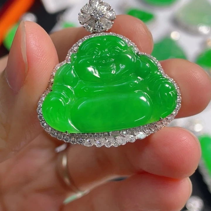 翡翠18K金镶嵌吊坠(不含链)