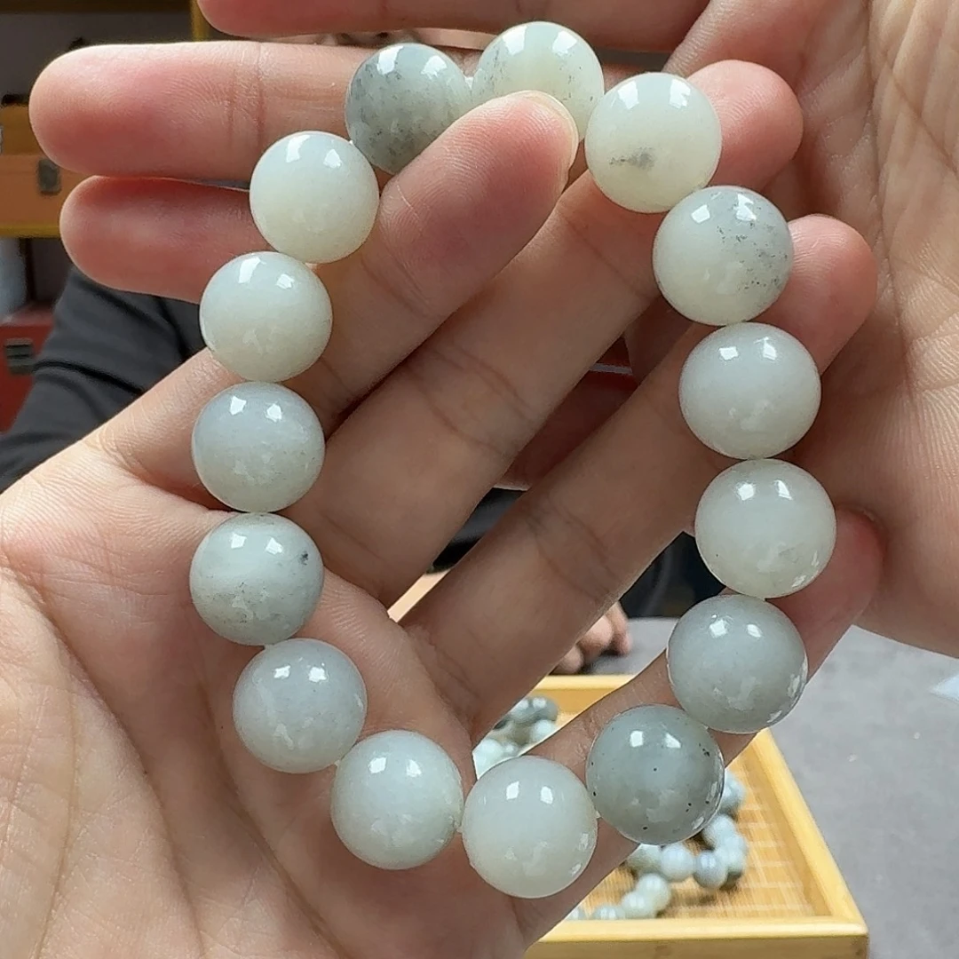 和田玉未镶嵌手串青花点墨