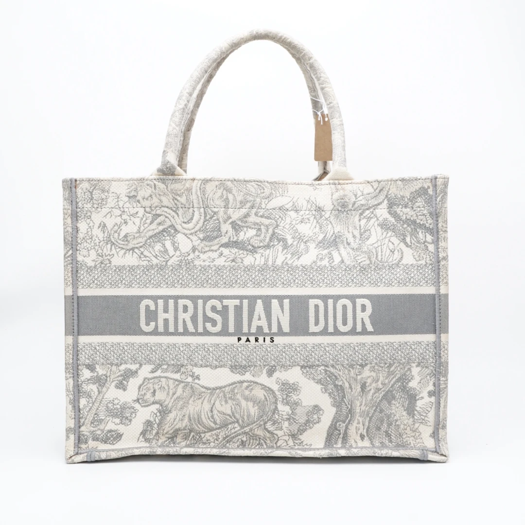 95新 DIOR/迪奥 迪奥灰色动物园刺绣托特包 8264