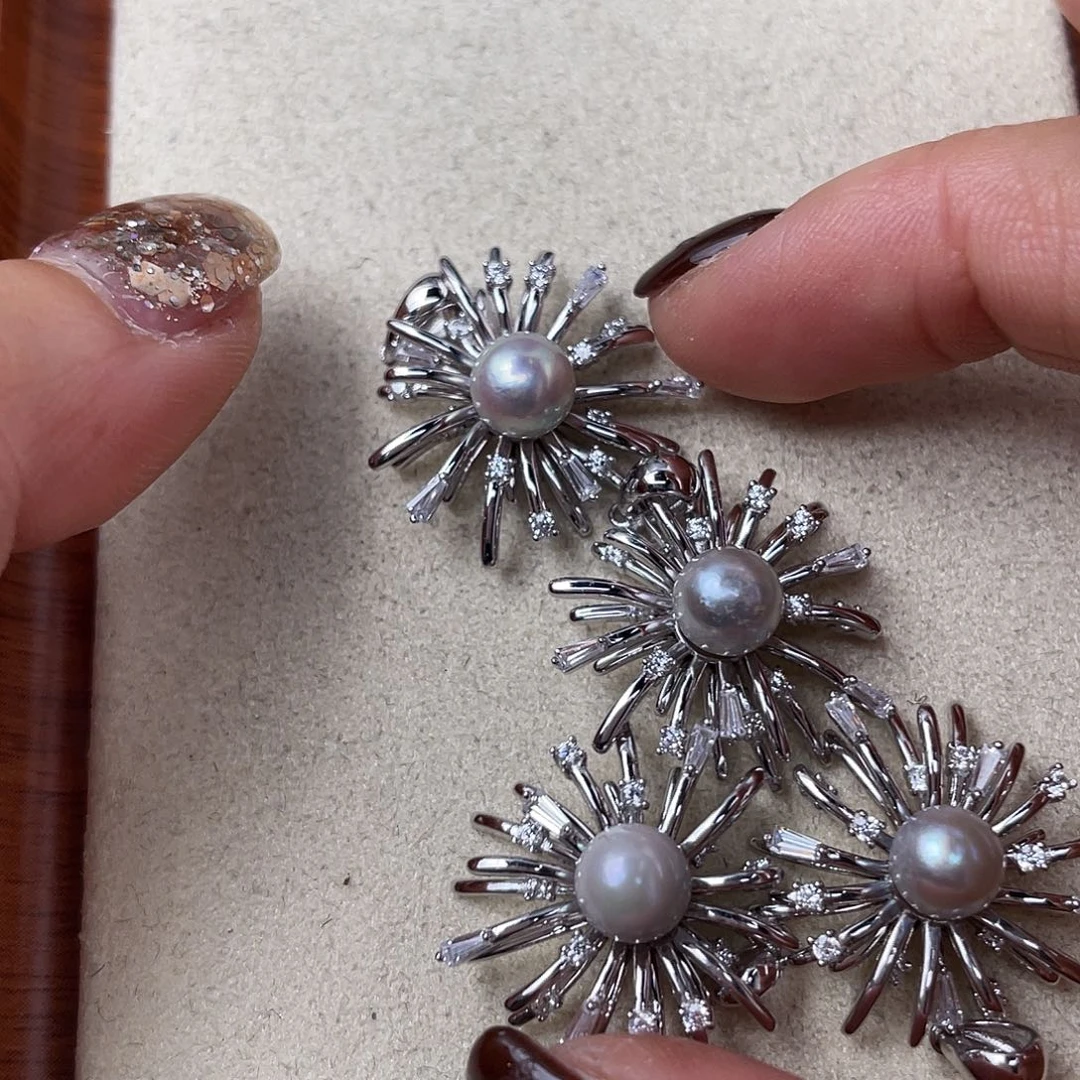 海水珍珠银S925镶嵌吊坠(不含链)随机发