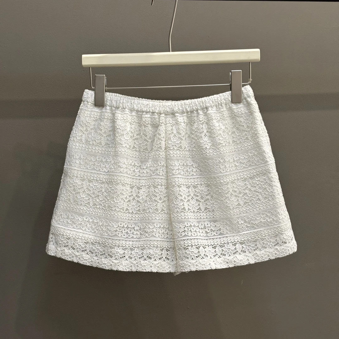 【塔鹿蕾】25年新款重工蕾丝百搭显瘦休闲阔腿短裤A367