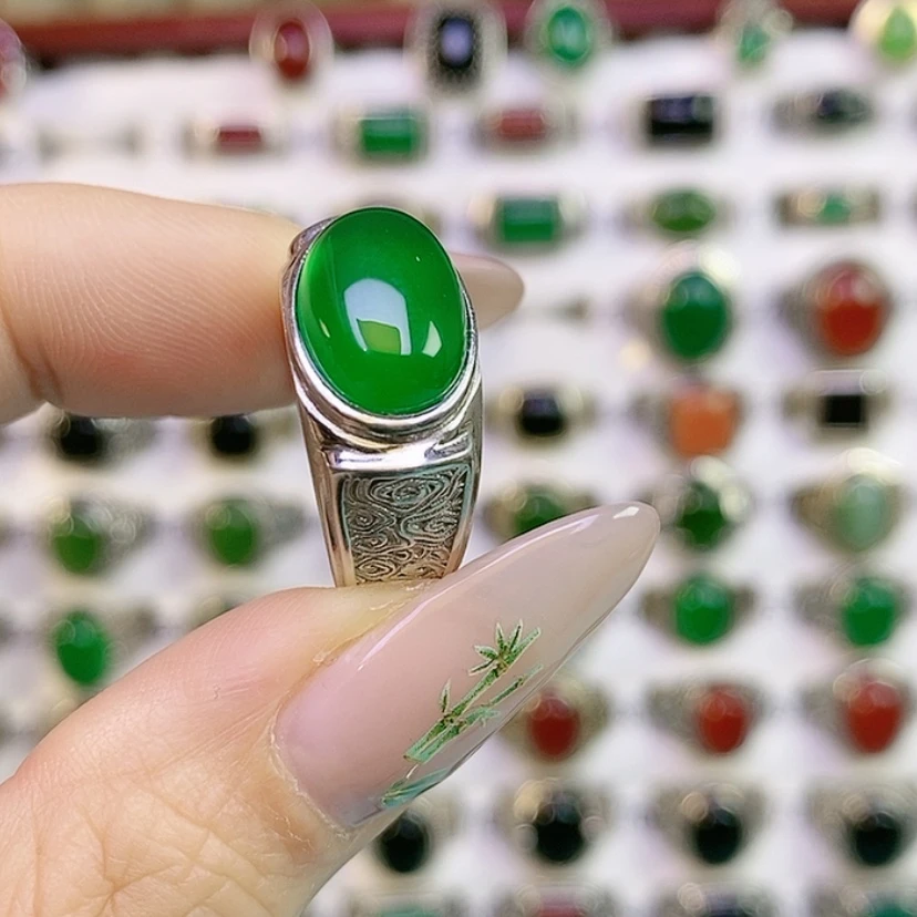 【闪购商品】银S925镶嵌戒指玛瑙/玉髓小***@