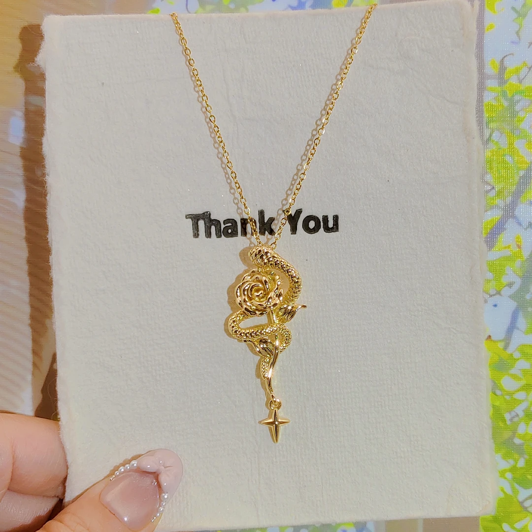 钛钢项链 金色时尚百搭精致轻奢气质坠链小众简约钛钢锁骨项链