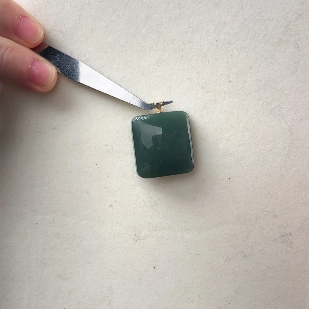 和田玉18K金镶嵌吊坠(不含链)