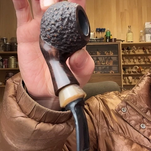 昌化石印石石楠木手工制作烟斗