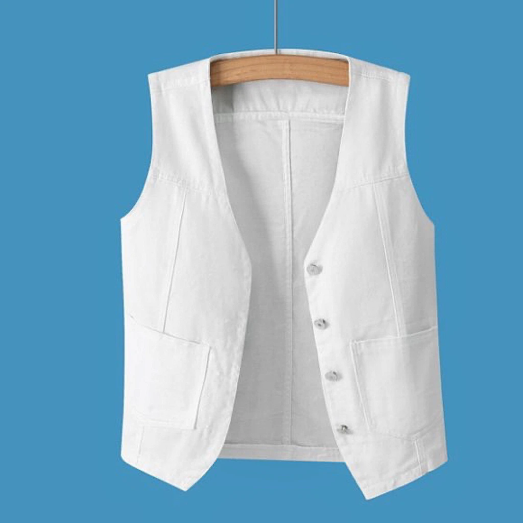 新款外穿牛仔马甲男女春夏季薄款外搭白色马夹时尚显瘦背心上衣