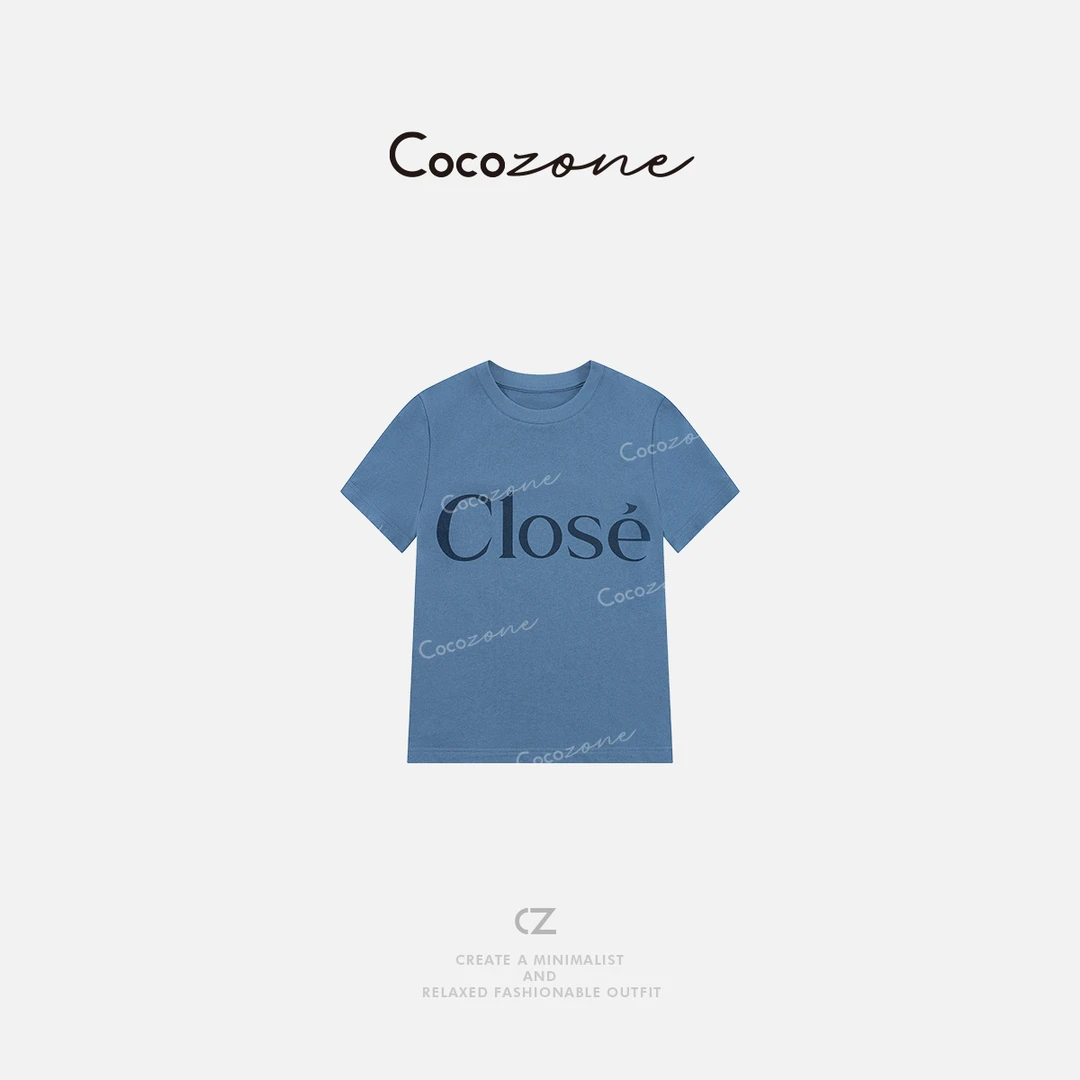 COCO ZONE 刘一一 100棉美式字母印花修身显瘦短袖T恤CD1A0162