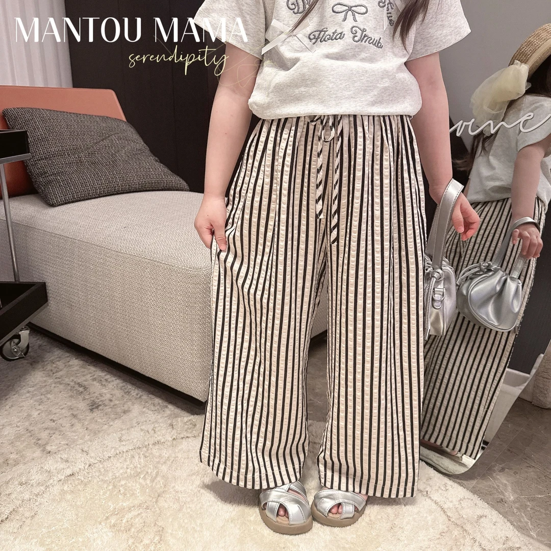 【Mt studio】【新款】韩系条纹休闲裤女童夏季舒适休闲百搭防蚊长裤
