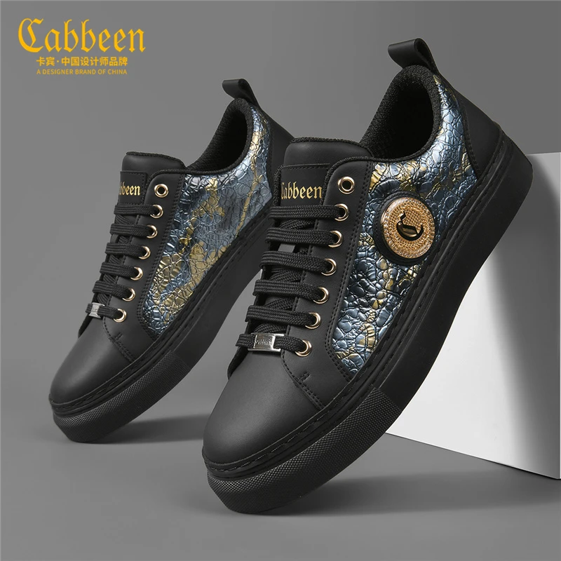 卡宾男鞋时尚高端百搭休闲男式休闲鞋低帮个性彩绘雅丹风秋季板鞋