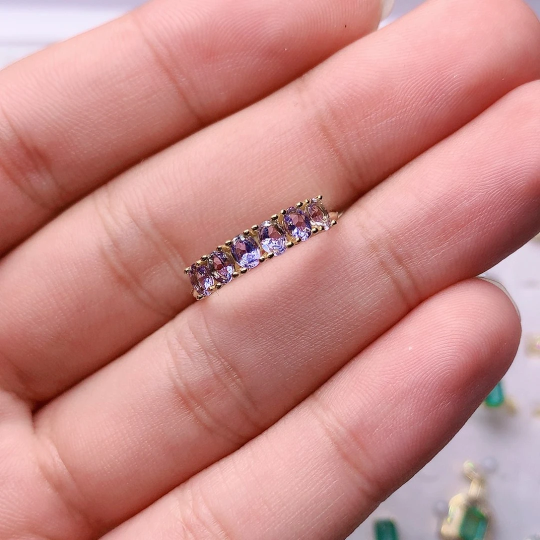 坦桑石戒指银S925镶嵌沫*欣