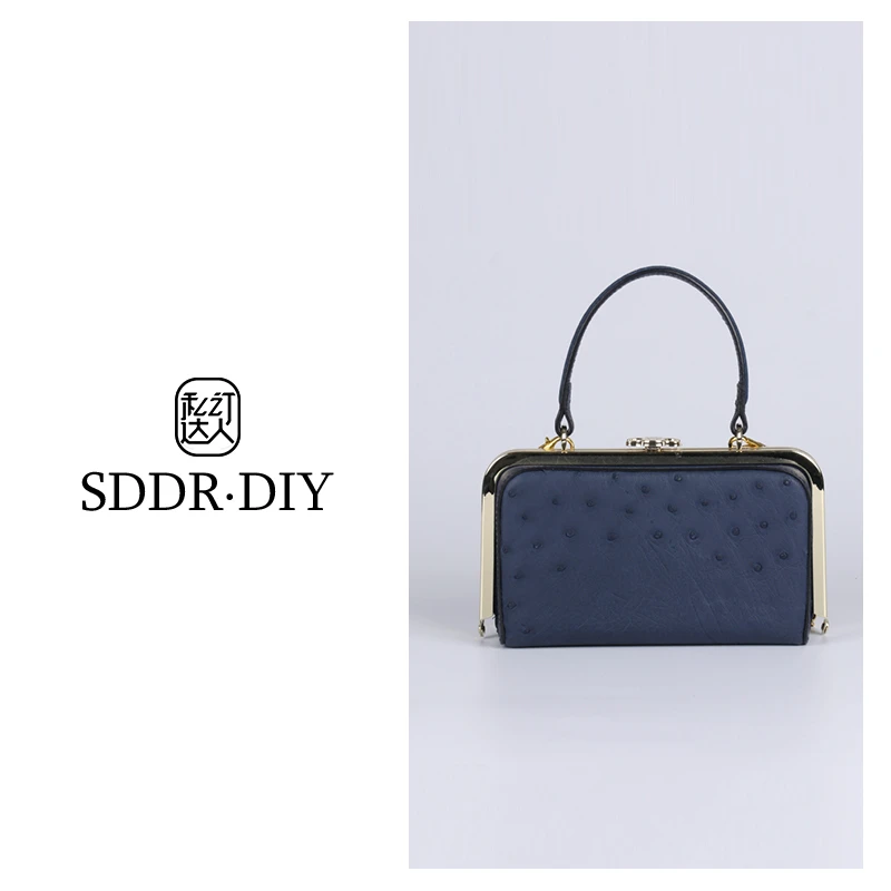 私订达人鳄鱼世家2025新款女士真皮休闲百搭时尚鸵鸟皮斜挎包