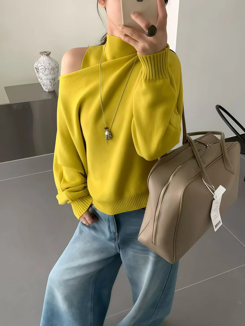 小众炸街高级感女装2026时尚爆款高领针织背心一字肩毛衣两件套女