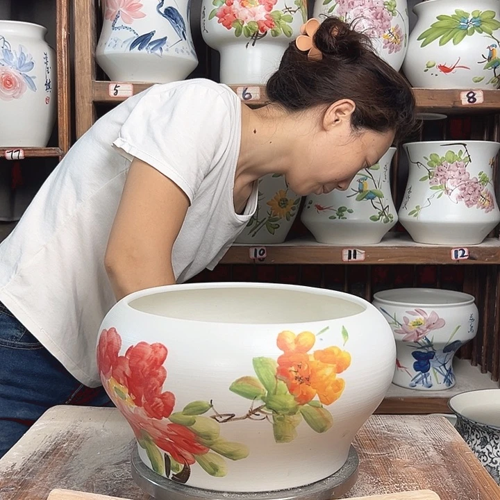 摆件口25牡丹新款新款陶瓷陶瓷