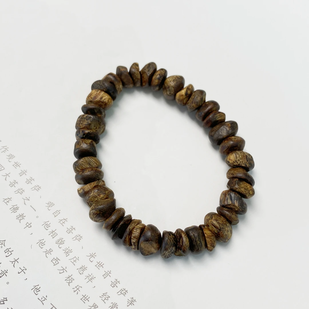沉香【熊总夫妇】99特级淳化老料海南霸王岭母树包壳手串-约8-9mm