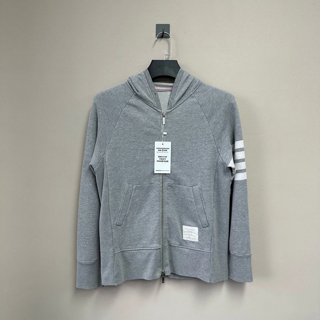 95新 THOMBROWNE Tb灰色拉链帽衫/3码/无领标/公价8750
