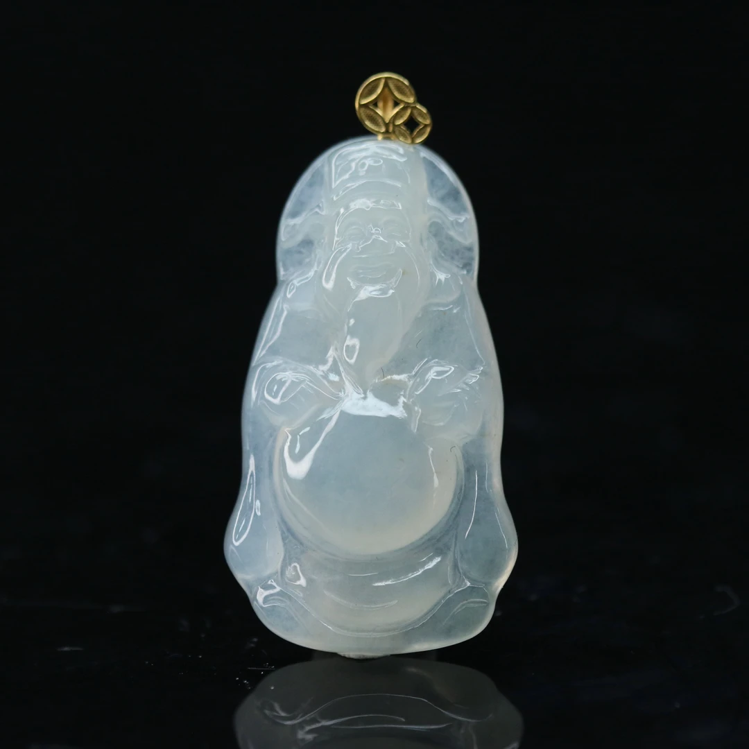 41天然缅甸翡翠A货18k财神吊坠/901779/上海嘉禾拍卖