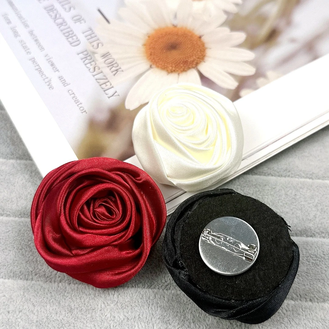 韩版布艺立体布艺手工绸缎玫瑰胸花胸针别针配饰职业女装配饰红色