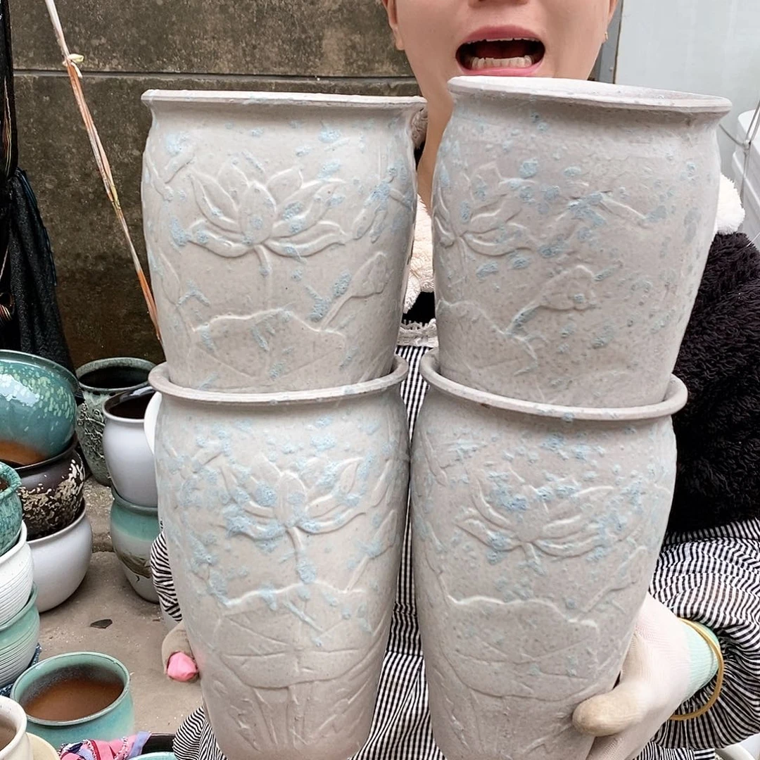 紫砂花盆瑕疵口12高20