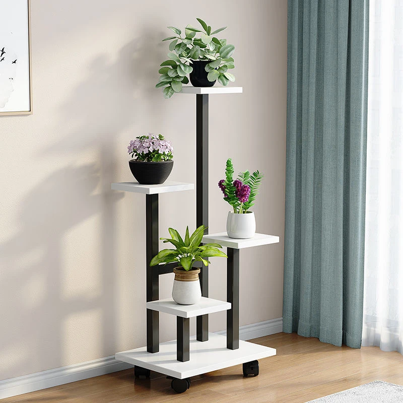 【滑轮款】阳台铁艺花架落地式装饰花盆架室内多层客厅花架新款式