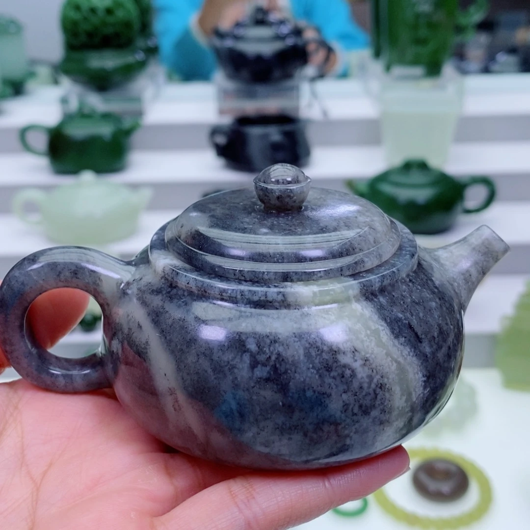 和田玉未镶嵌摆件茶壶