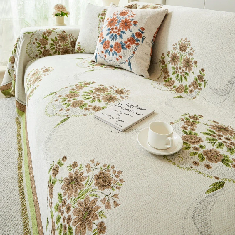 法式田园风花篮沙发盖布四季通用沙发防尘罩客厅一片式沙发盖布垫