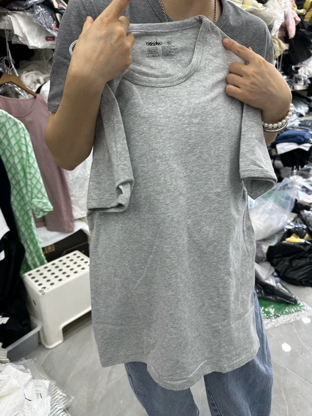 百搭舒适外贸原单弹力纯色短袖T恤