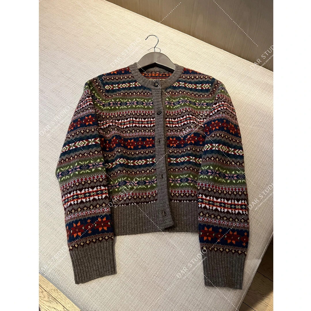 DAR STUDIO 深圳货【费尔岛】100羊毛秋冬新款时尚开衫毛衣86223