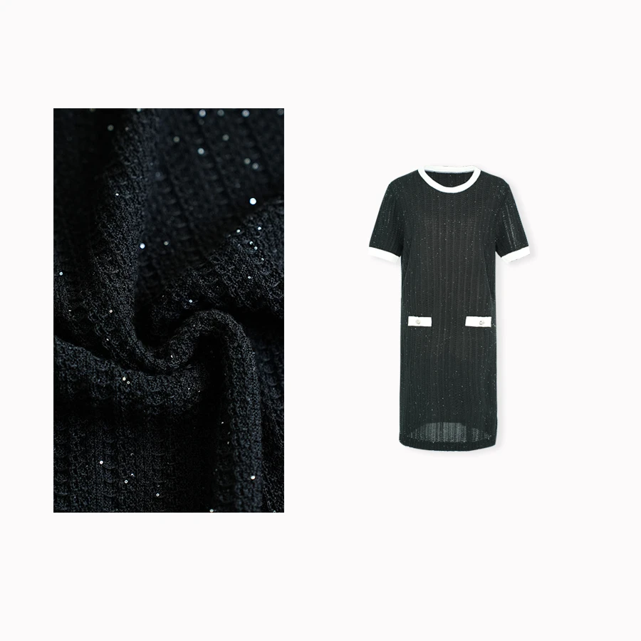 【夏日繁星】璀璨星光亮片透气显瘦肌理感连衣裙C250532